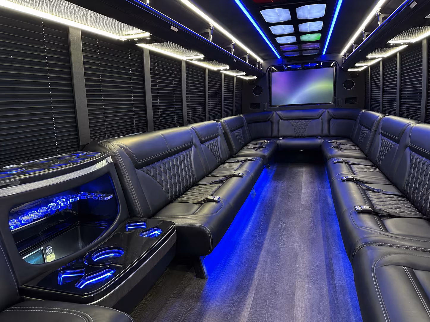 bronx 20 passenger party bus inside