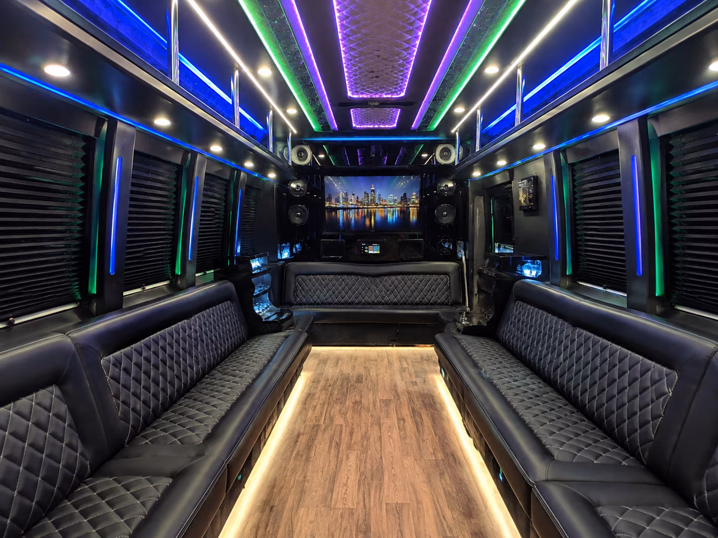 bronx 25 passenger party bus interior