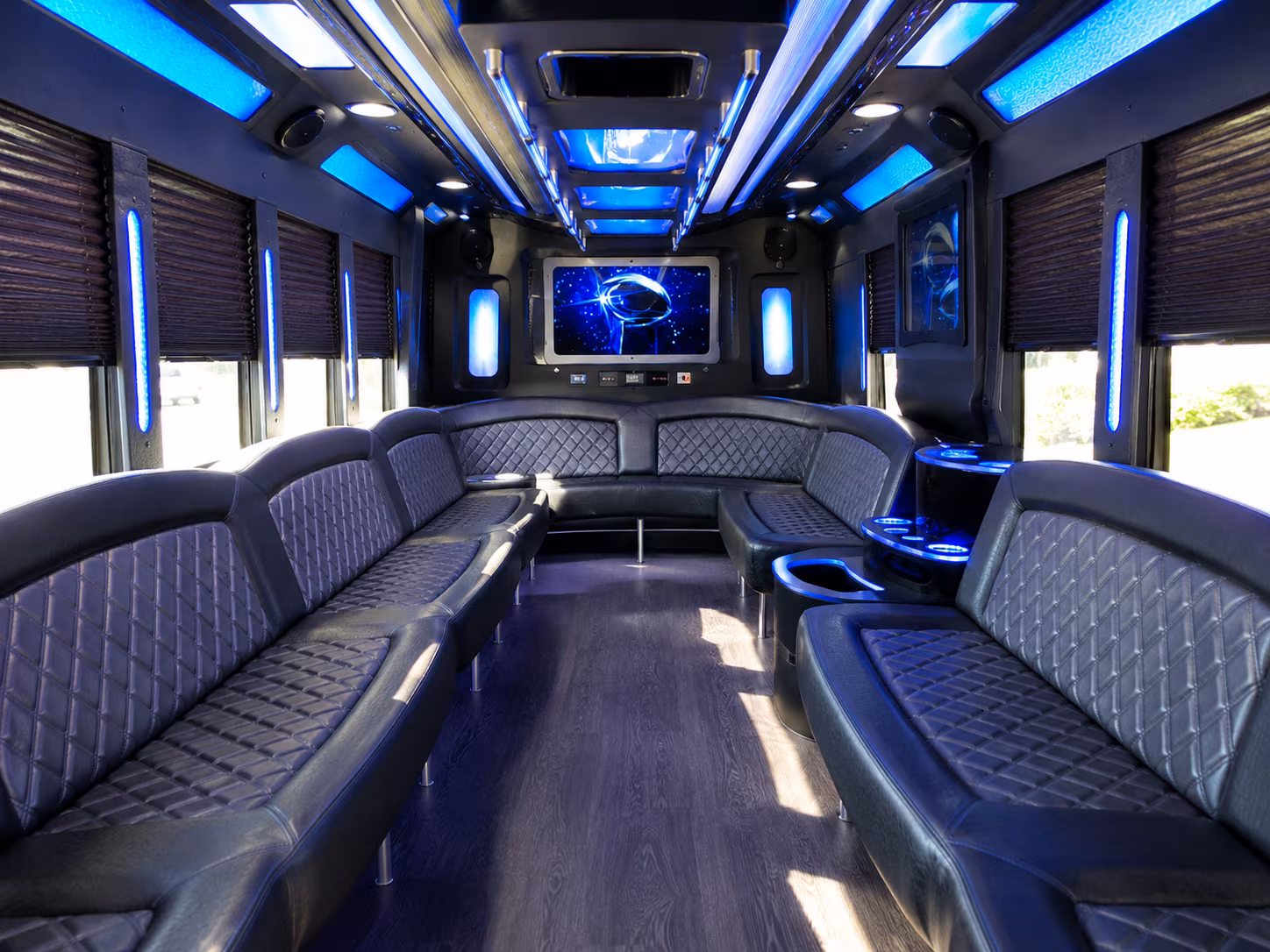 bronx 28 passenger party bus inside