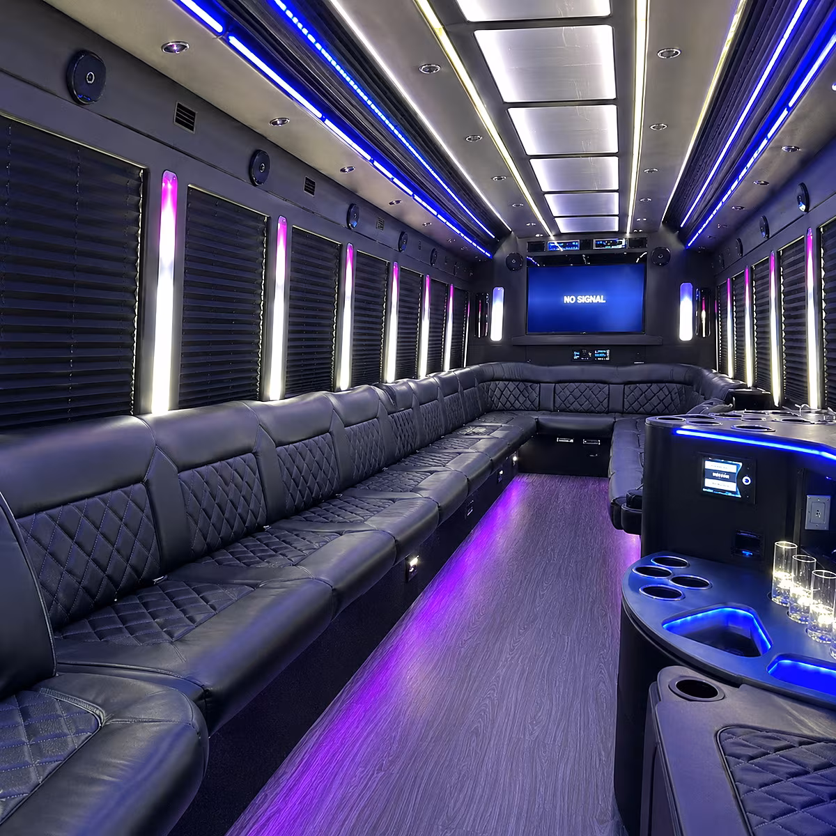 bronx 30 passenger party bus inside