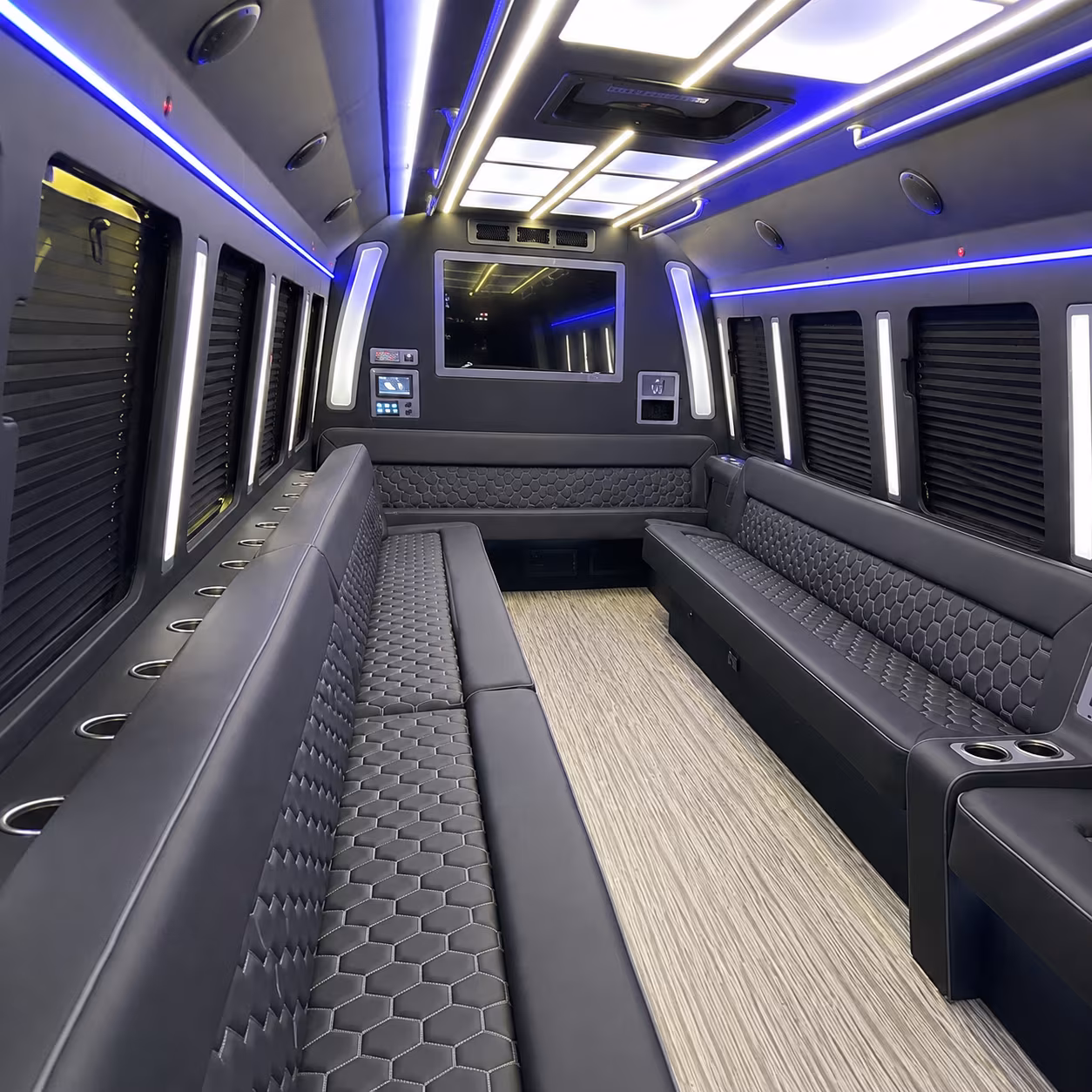 bronx 40 passenger party bus inside