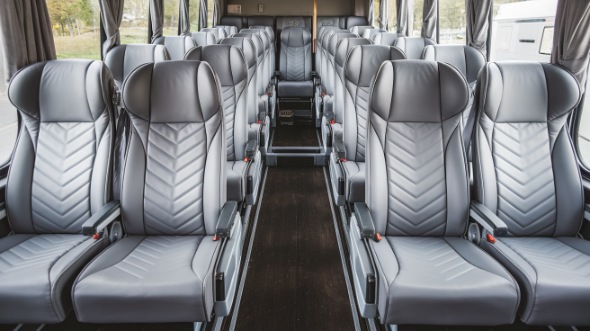 56 passenger charter bus interior view